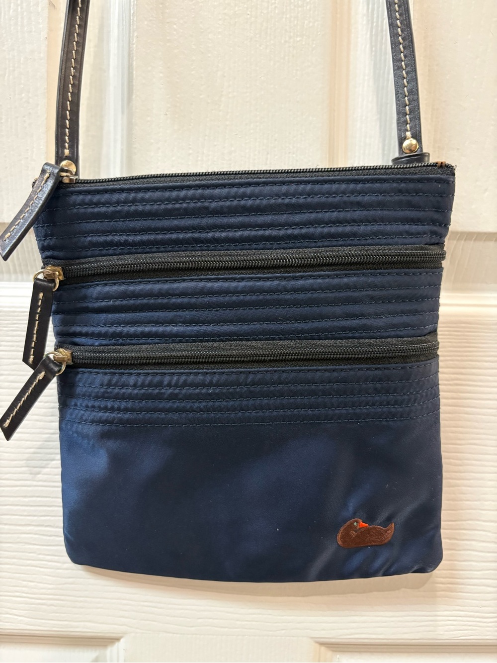 Dooney & Bourke Navy Quilted-Panel Crossbody with Gold Hardware